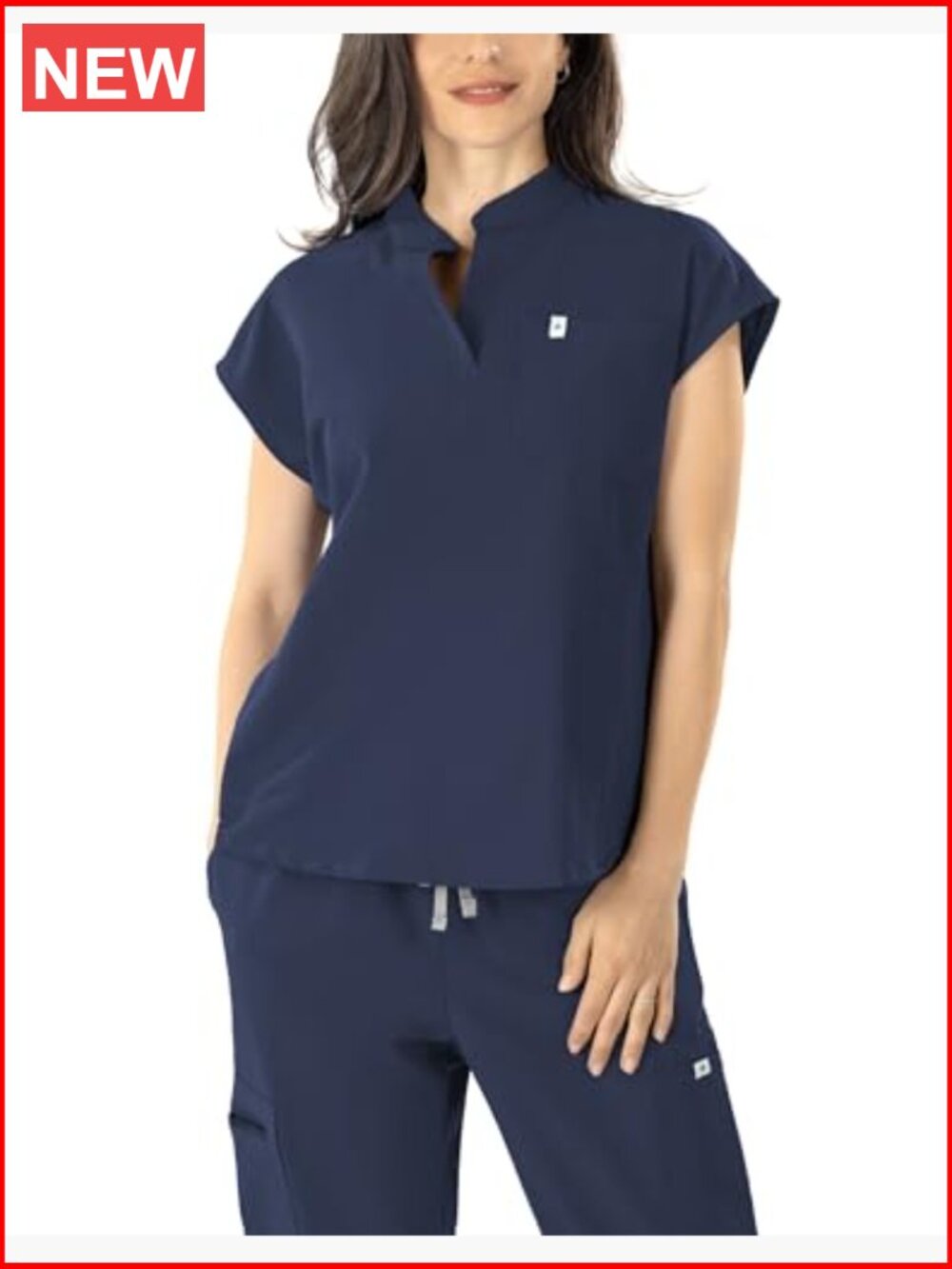 Stand-Up Collar Scrub Top & Jogger Pants Set 11 Pockets Sleeveless - Picture 2 of 6